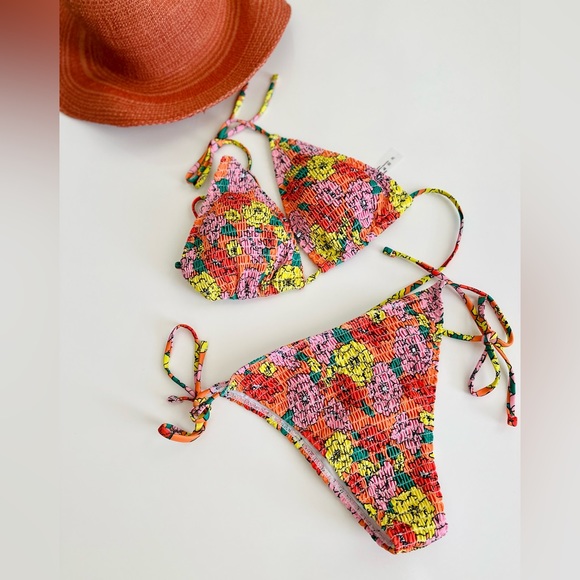 Women’s Floral Print Halter String Thong Bikini Bathing Suit 2 Piece Swimsuit XL - Picture 1 of 7